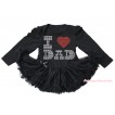 Black Long Sleeve Bodysuit Pettiskirt & Sparkle Rhinestone I Love Dad Print JS4470